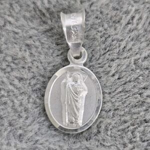 Mini San Judas Tadeo Medal Pendant 925 Mex. Sterling Silver Religious Charm